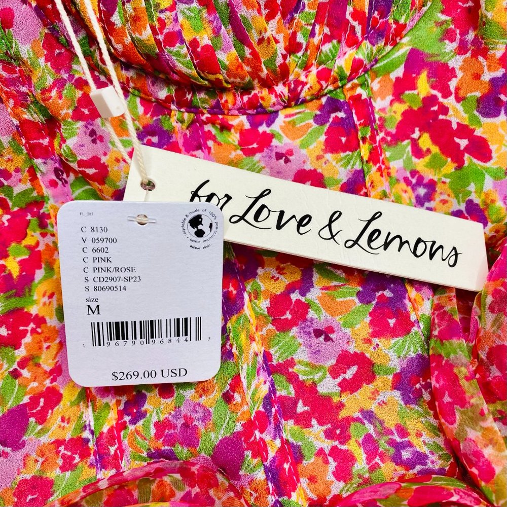 SOLD - For Love & Lemons Layton  Pink Rose Mini Medium Dress NEW NWT - Picture 13 of 13